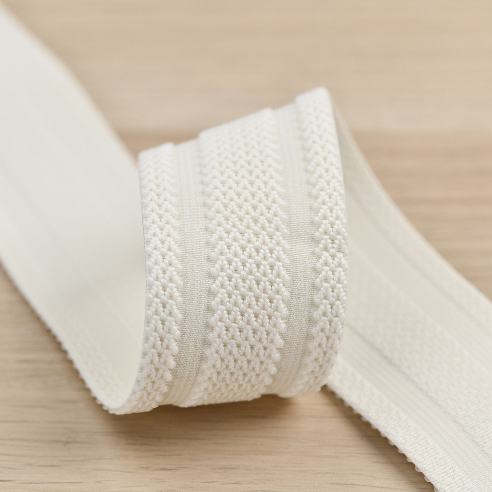 2 inch (50mm) Wide Cream Color/White Weaving Elastic Band-1 yard