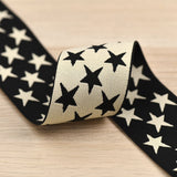 2 inch (50mm) Wide Cream Color and Black Stars Elastic Band-1 yard