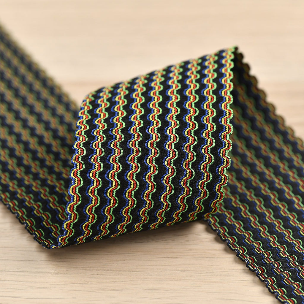 2.36 inch (60mm) Wide Colorful Wave Elastic Band - 1 Yard