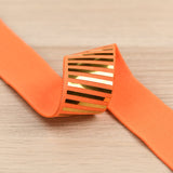 1.5 inch (38 mm) Wide Orange/Yellow Gold/Silver Sparkly Stripe Elastic Band- 1 Yard