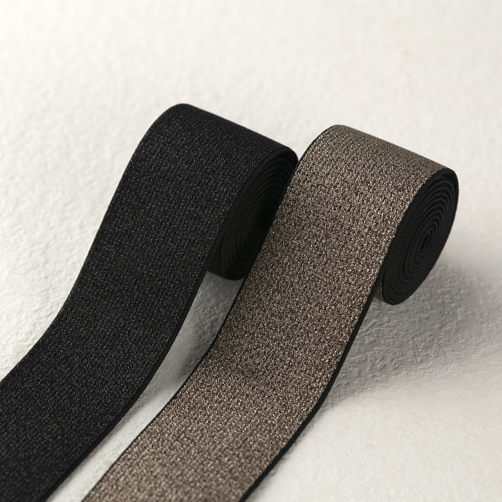 1.5 inch (40mm) wide Beige Sand Glitter elastic band- 1 yard