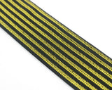 2 inch (50mm) Wide Gold Glitter Striped Black Elastic - 1 Yard - strapcrafts