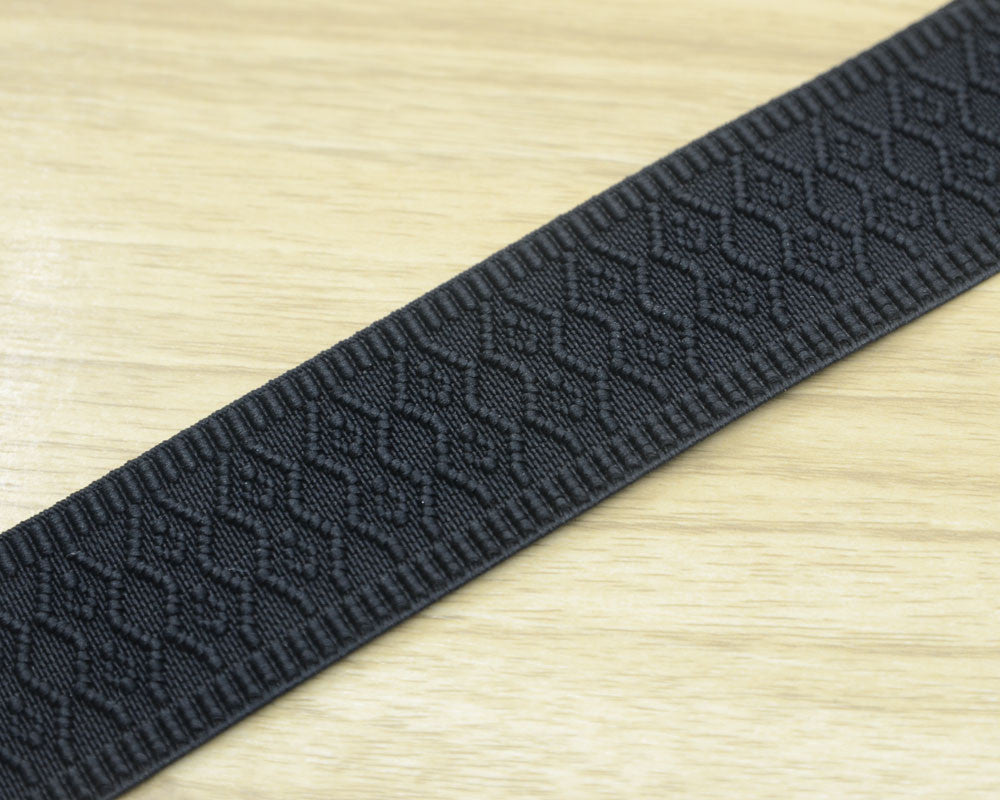 1.5 inch 38mm Wide Waistband Elastic, Ethnic Pattern Black Elastic Tri ...