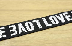 11/4 inch 30 mm Wide Printed Love Letters Black Plush Comfortable Elastic -1 Yard - strapcrafts