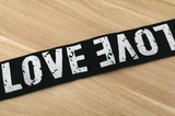 11/2 inch 38mm Wide Printed Love Letters Black Plush Comfortable Elastic -1 Yard - strapcrafts