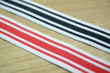 1.5" 38mm Wide White and Red Striped Colored Elastic, -1 Yard - strapcrafts