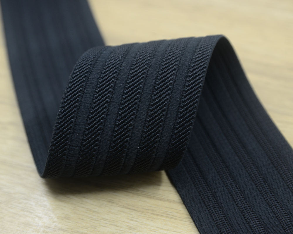 2 inch 50mm Wide Black and Gold Stripes Elastic Band , Waistband Elastic by the Yard, Elastic Trim,Elastic Ribbon,Stretchy Elastic