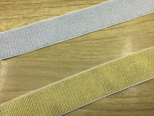 1.5 inch 38mm Wide Soft Silver and Gold Glitter Elastic Bands