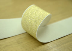 1.5" 38mm wide Gold & Silver Glitter Waistband Elastic by the yard