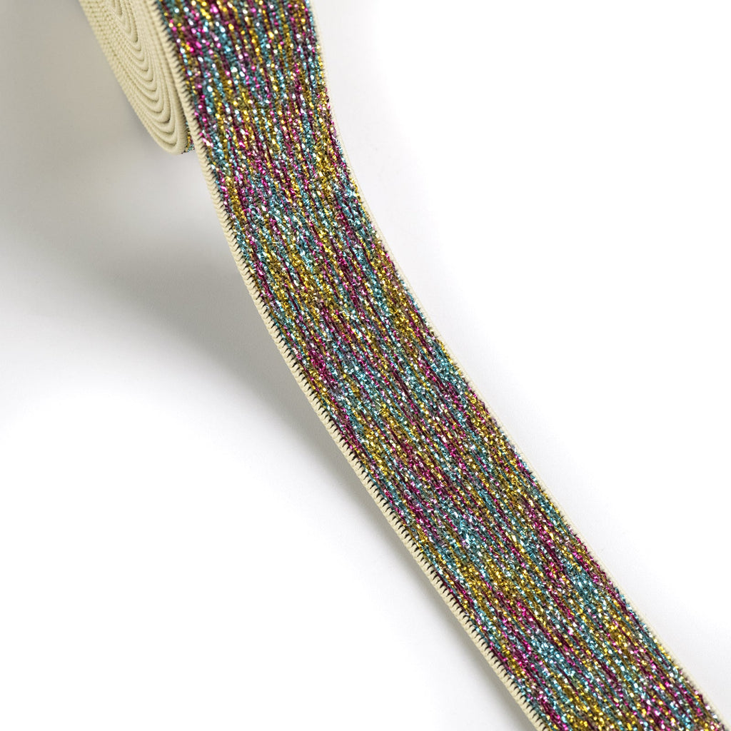 1 inch 25mm Colorful Glitter Elastic Band , Colored Elastic Trim, Elastic Ribbon,  Elastic by the Yard,