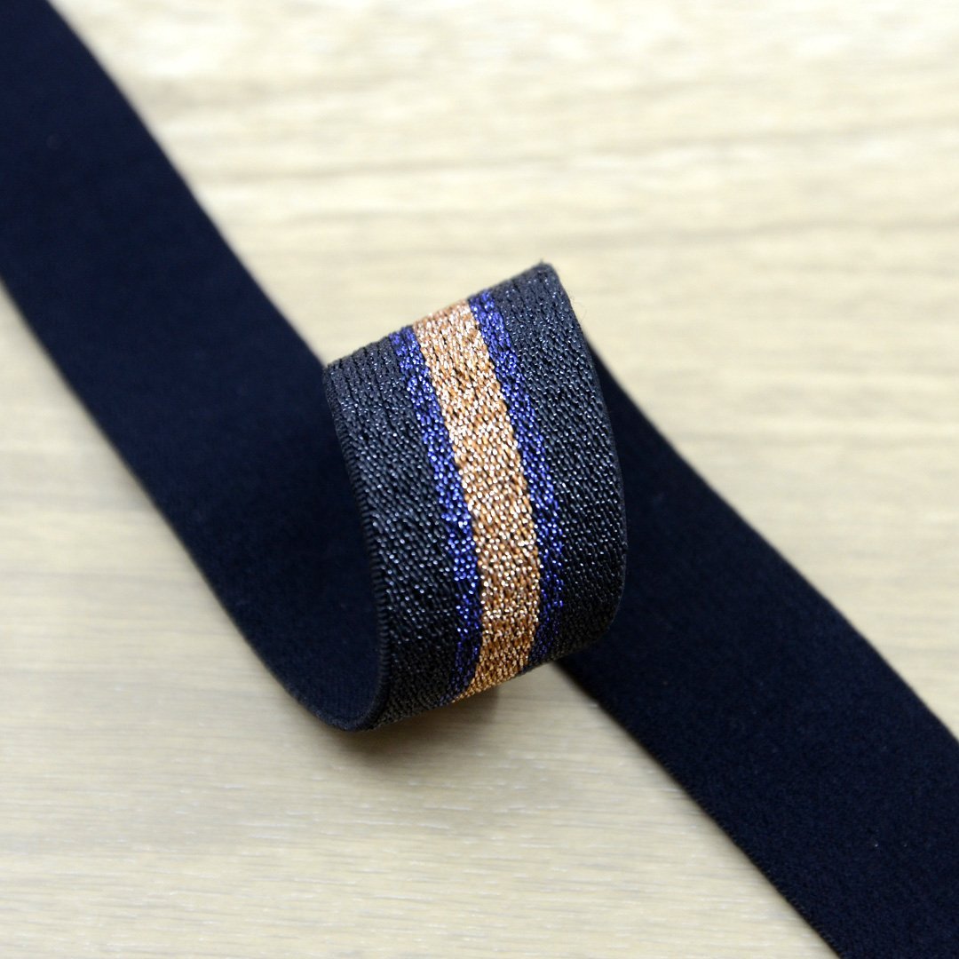 0.75 inch 20mm Gold and Black Glitter Striped Elastic Band , Colored Elastic Trim, Elastic Ribbon,  Elastic by the Yard, - strapcrafts