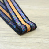 1.5 inch 38mm Wide Colorful Glitter Striped Elastic Band , Colored Elastic Trim, Elastic Ribbon,  Elastic by the Yard, Sewing Elastic - strapcrafts