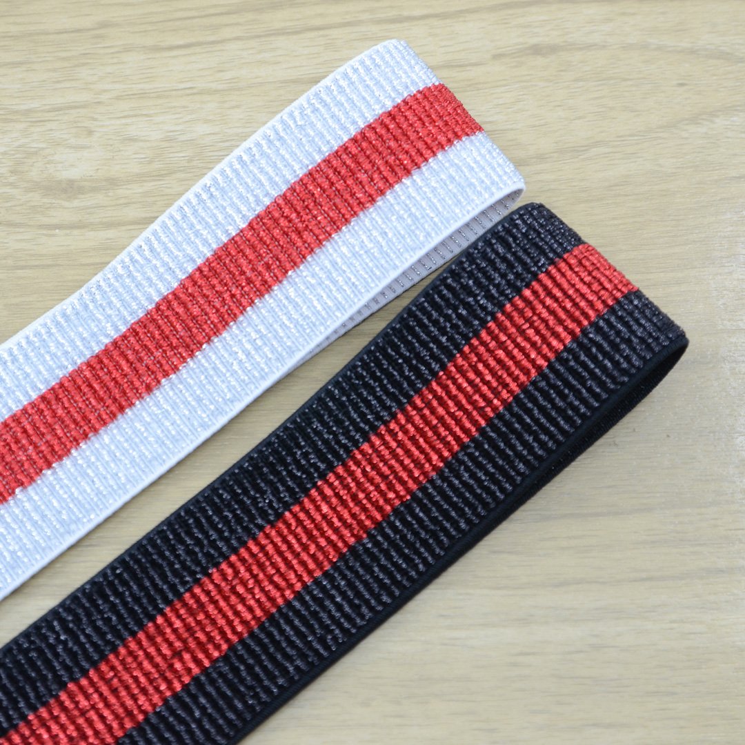 Black red elastic band stretch ribbon for clothing - Creo Piece