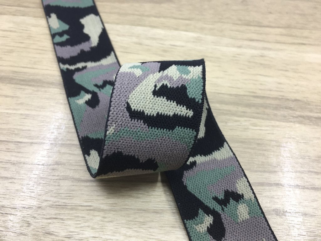 1.5 inch (38mm) Wide Colored Plush Camouflage Stretch Soft Elastic Band
