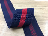 2 Inch 50mm Wide Navy and Red Striped Twill Colored Elastic - 1 Yard - strapcrafts