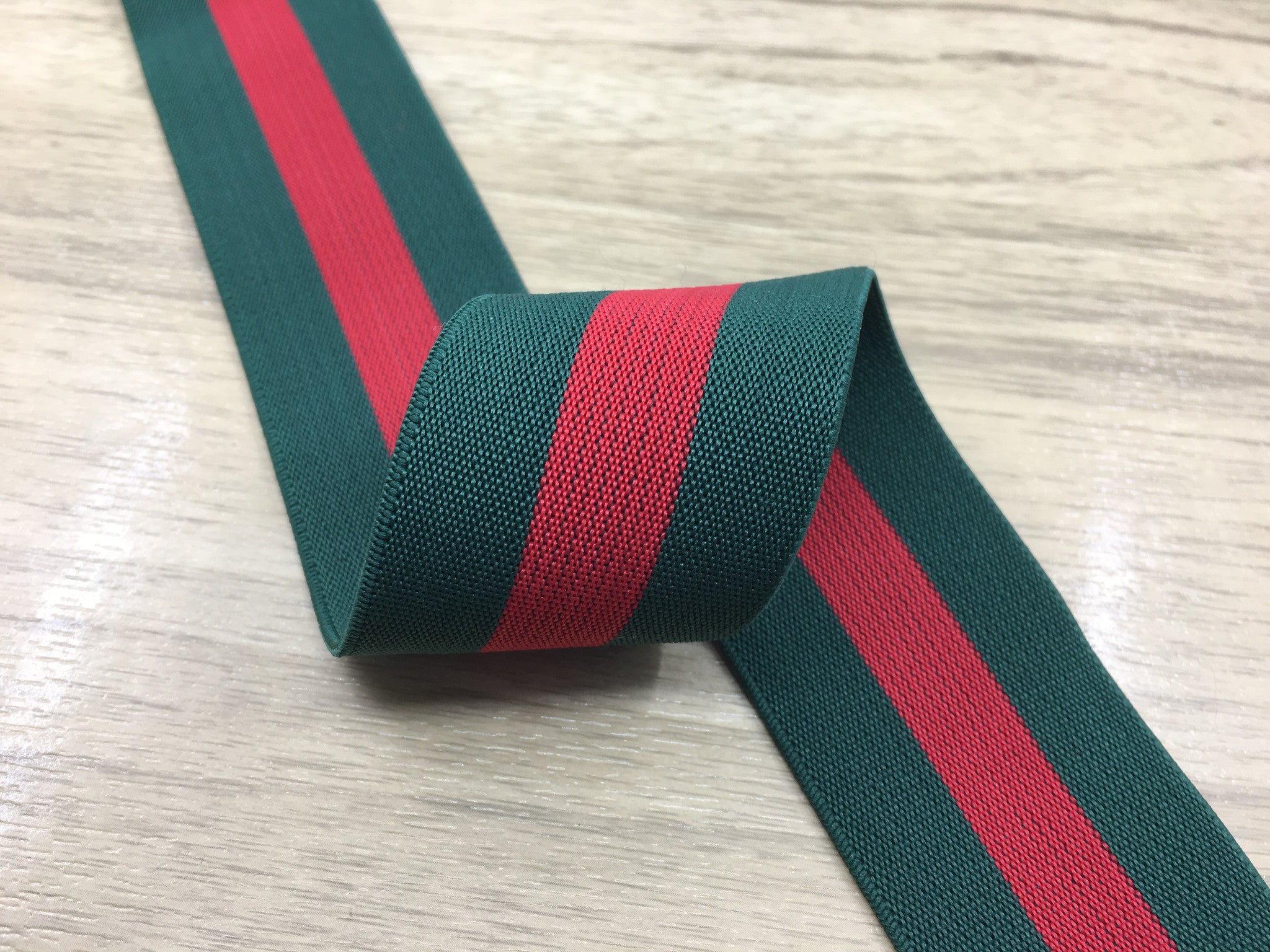 1.5 inch (40mm) Wide Colored Red and Green Striped Soft Elastic Band,Waistband Elastic-1 Yard - strapcrafts