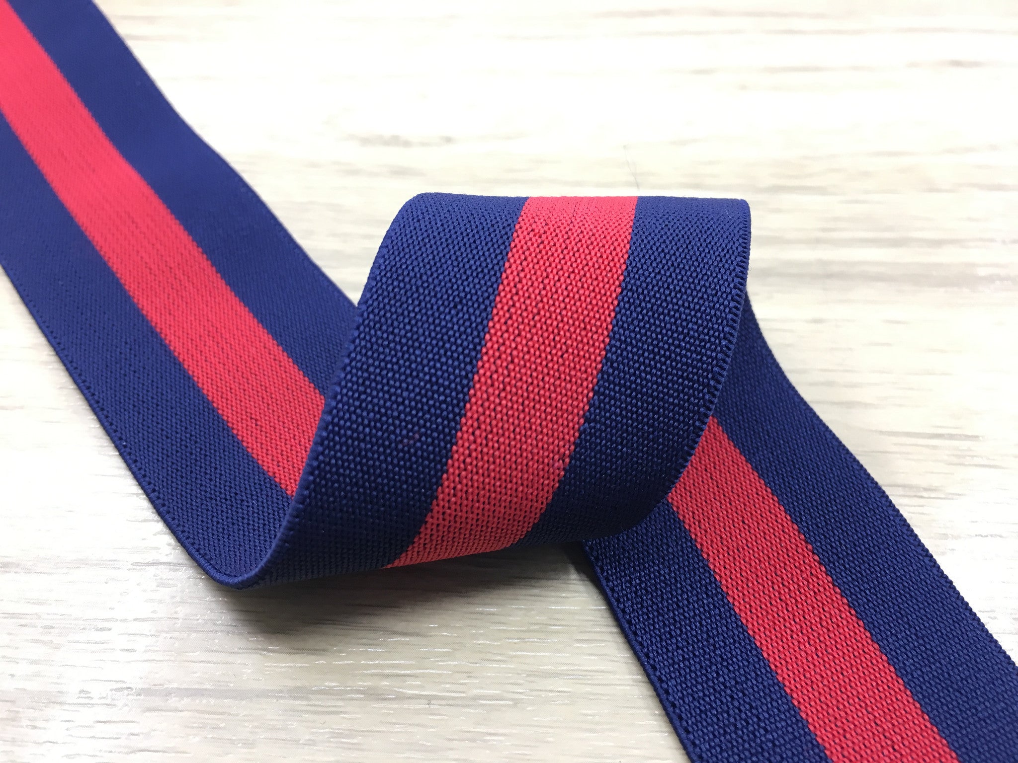 1 3/4 inch (44.5 mm) Wide Elastic Band, Black Blue and Red Striped Soft  Colored Elastic Webbing, Elastic for Sewing by the Yard 51050