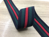 1.5 inch (40mm) Wide Colored Striped Green Elastic, Waistband Elastic, Sewing Elastic - strapcrafts