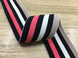 2 inch (50mm) Wide Colored Stripe Plush Elastic Band - strapcrafts
