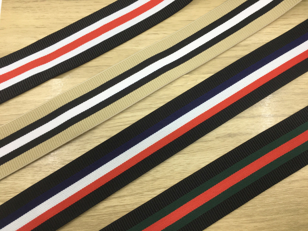 1.5 inch (40mm) Wide Colored Stripe with Ruffled Edge Plush Elastic Band