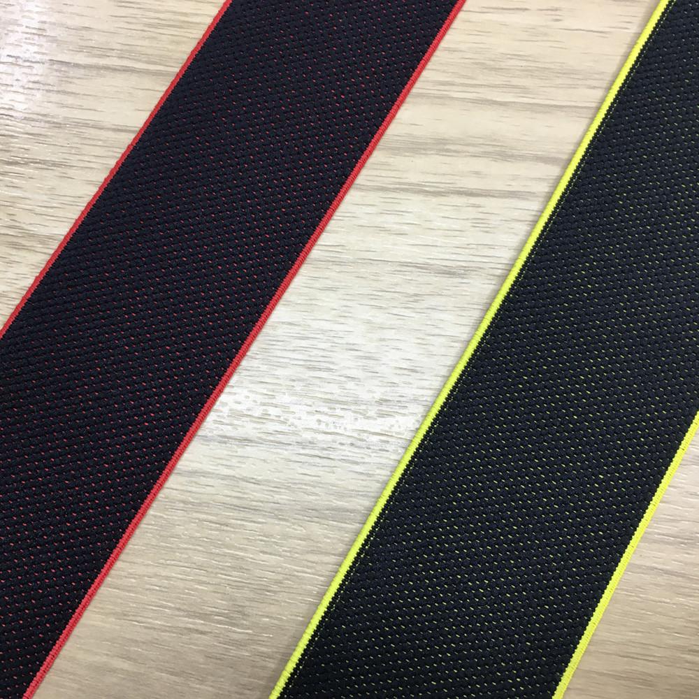 1.5 inch (40mm)  Wide Black Plush Elastic Band With Colored Base- 1 Yard