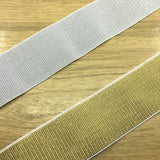 2 inch (50mm) Wide Gold and Silver Glitter Soft White Elastic Bands - 1 Yard - strapcrafts