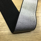 2 inch (50mm) Wide Silver Glitter Soft Black Elastic Bands - 1 Yard - strapcrafts