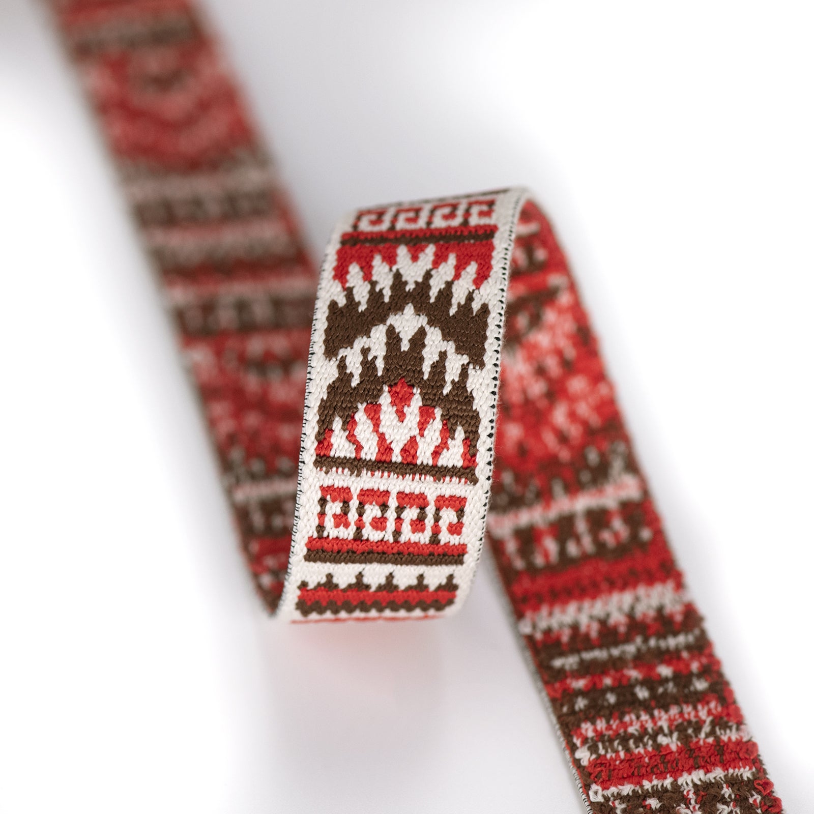 1 inch (25mm) Jacquard Red Aztec Pattern Woven Latex-free Elastic ,Waistband Elastic,Knit Elastic, Sewing Elastic- 1 Yard