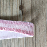 1 inch 25mm Shiny Glitter Pink Stripe elastic band- 1 yard