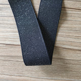 1.5 inch 40mm Double-sided  Shiny Glitter Black elastic band- 1 yard