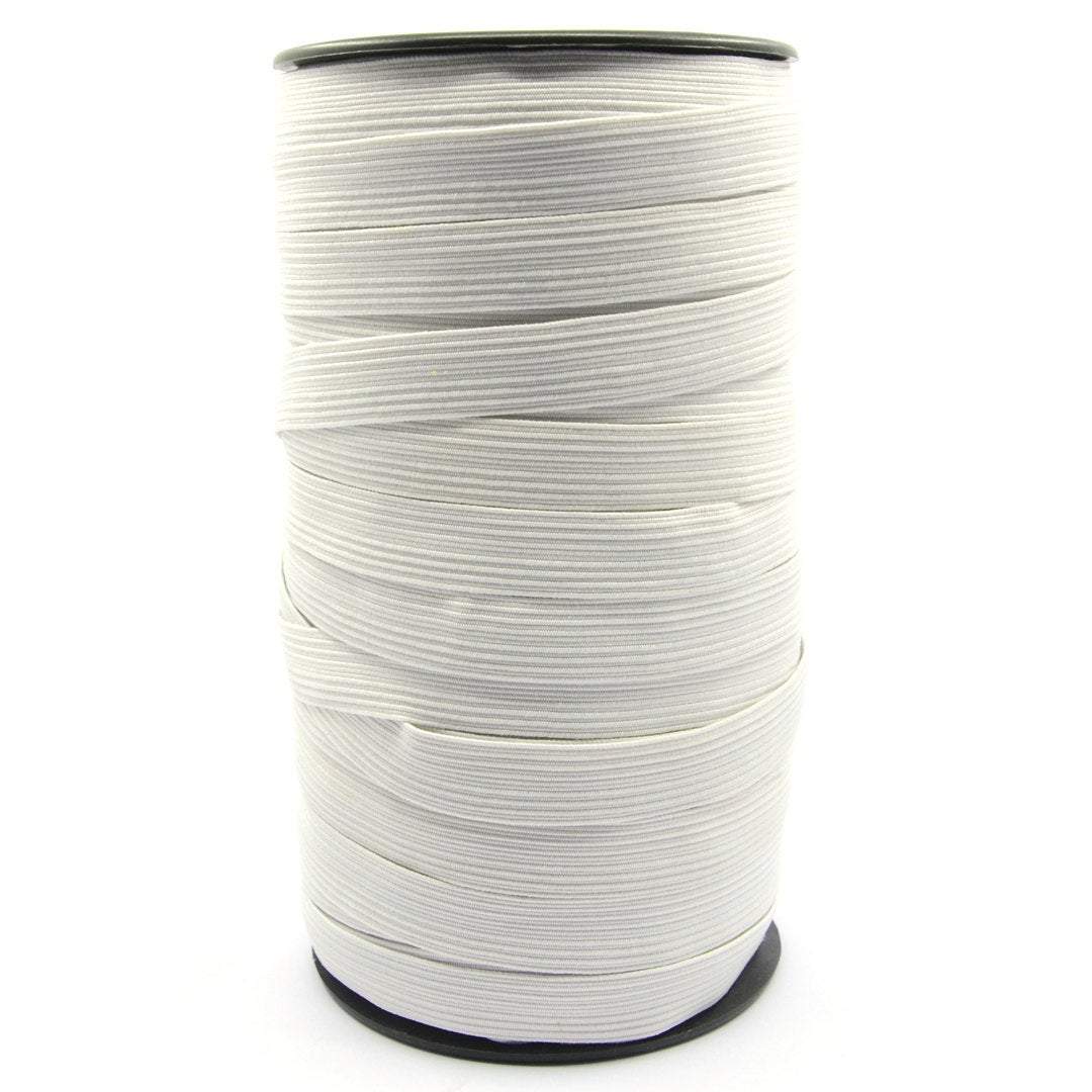 12mm Wide Elastic Black or White 1/2 inch Flat 16 Cord Quality