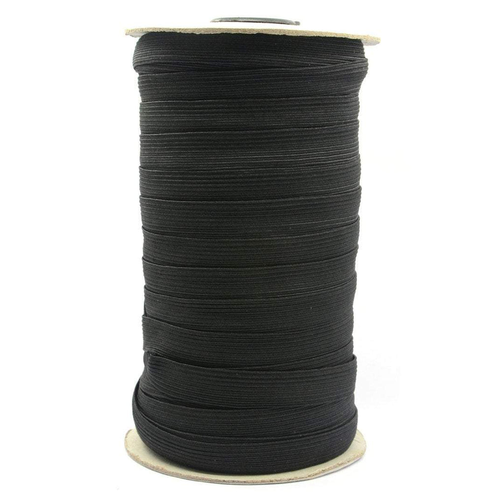 3/8", 1/4", 1/2" width by 45-Yard White and Black Braided Flat Polyester Elastic Spool