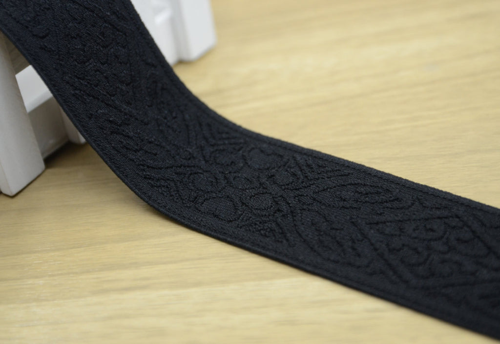 2 inch 50mm Wide Embroidery Jacquard Elastic Band - 1 Yard