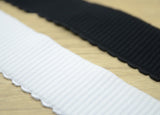 2 inch 50mm Wide Black and White Comfortable Plush Elastic Band with Wavy Edge - 1 Yard - strapcrafts