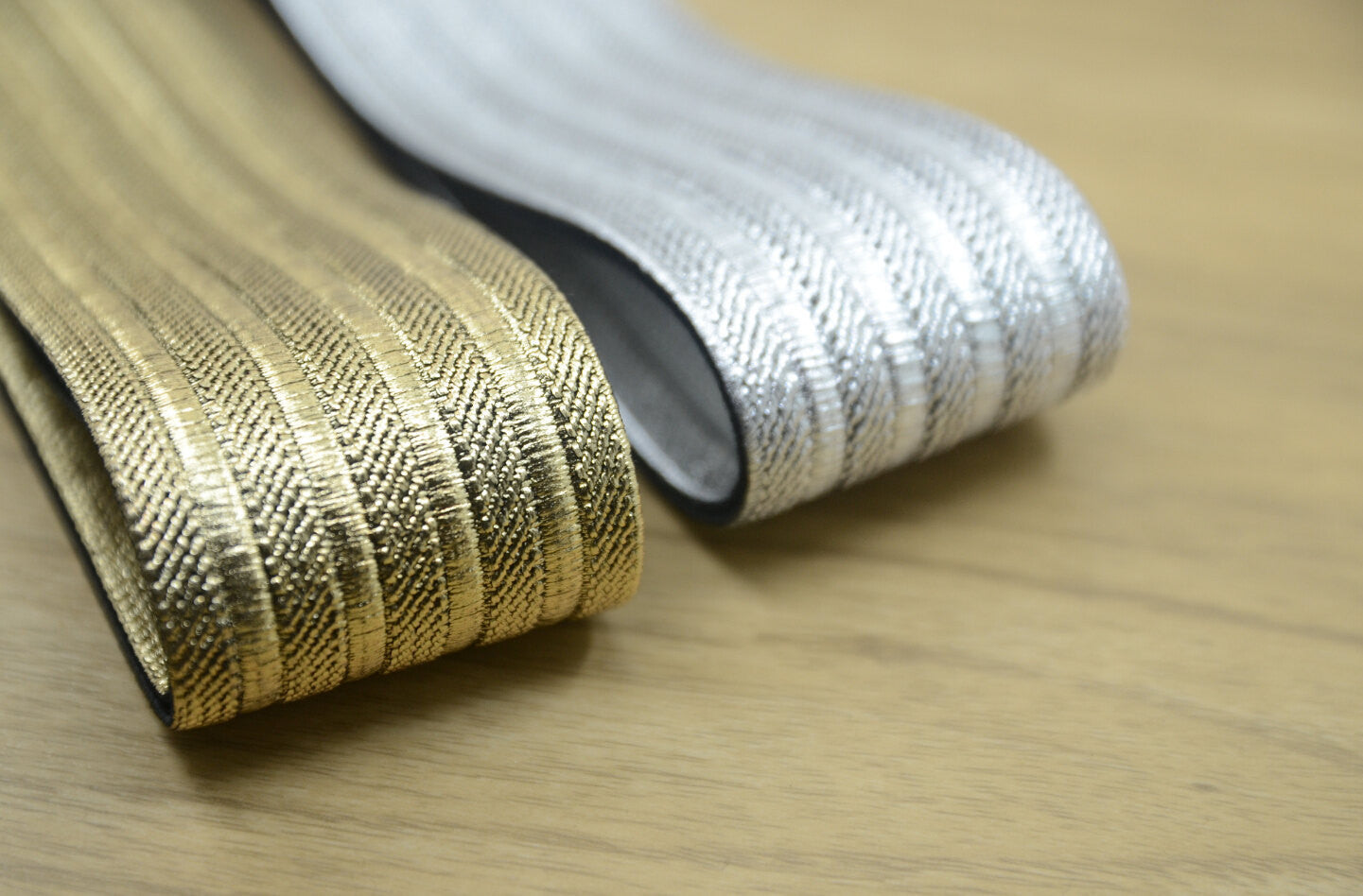 2.36 60mm Wide Sparkle Wide Elastic Band, Gold and Sivler Elastic Ban