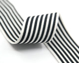 1.5" 38mm wide Black Stripes Comfortable Plush White Elastic,Waistband Elastic,Soft Elastic, Elastic Band,Sewing Elastic By the Yard - strapcrafts