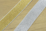 Soft Plush Glitter Waistband Elastic , 1 inch ( 25mm ) Wide Gold Glitter,Silver Glitter White Elastic - strapcrafts