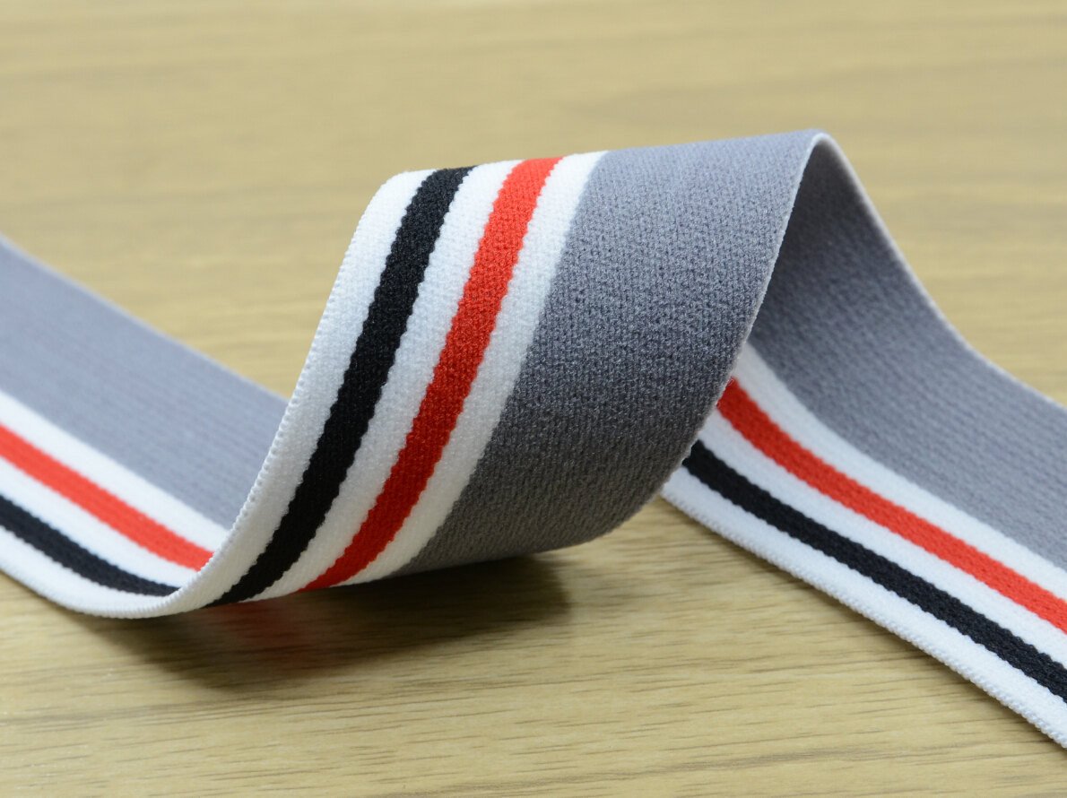 1.5 inch (40mm) Wide Colored Plush Striped Elastic Band, Waistband Ela