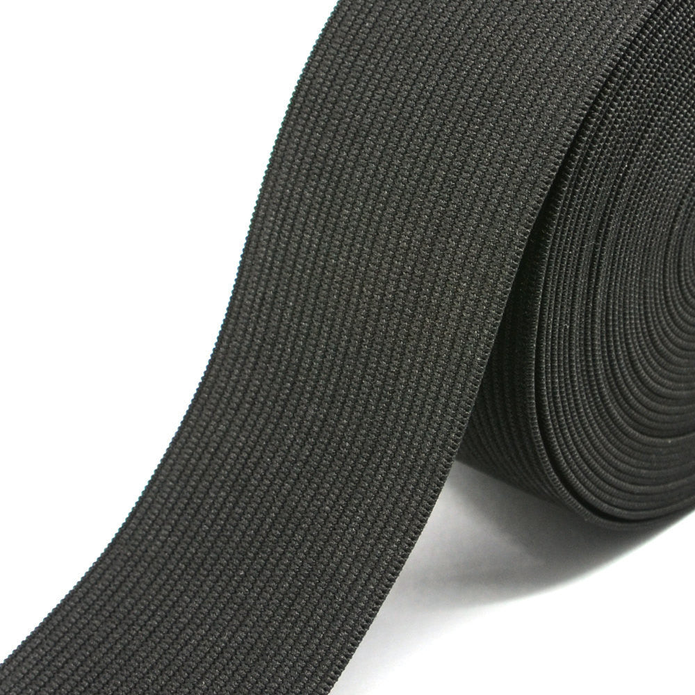 2-inch Black Knit Elastic Spool Wide Heavy Stretch Elastic Band,5 Yards