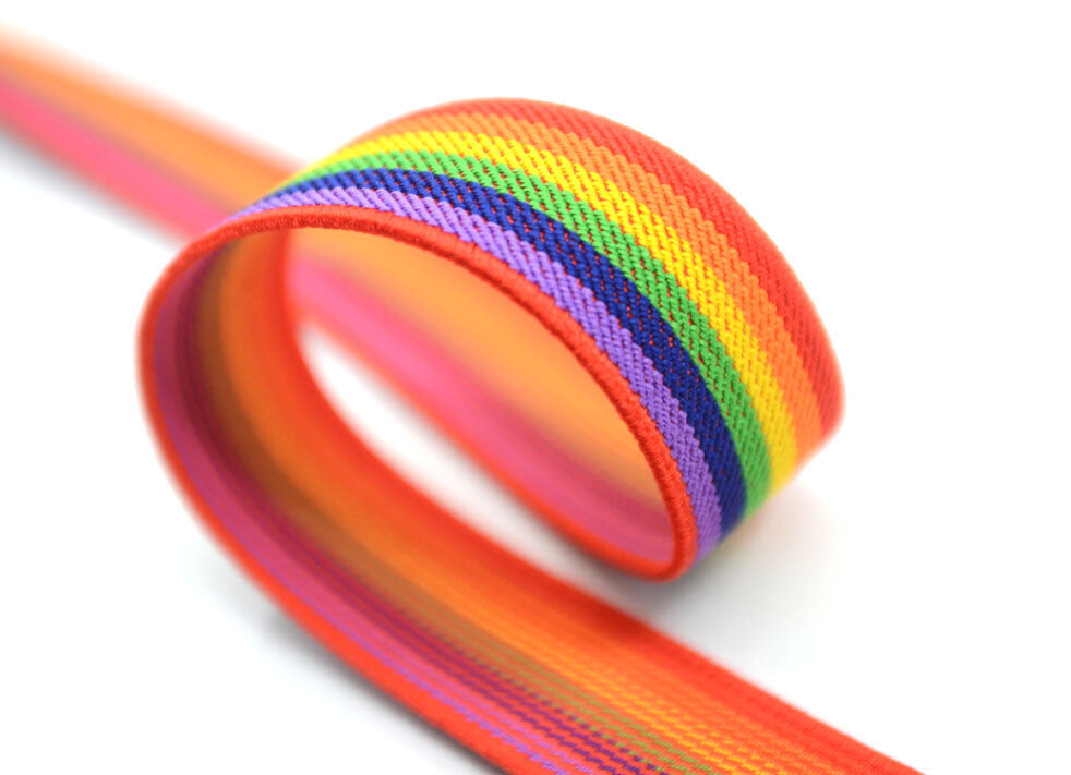 1 inch 25mm Colored Striped Elastic by the yard for Waistband and Suspenders